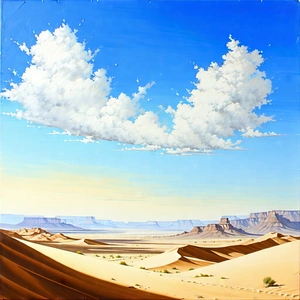 Nature Gouache Painting: Clear Sky Over Desert With Beautiful Desert