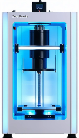 A Large Black Machine Is Sitting Inside A Blue Case