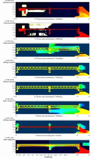 The Image Is A Graphic Representation Of A Large Crane, With A Yellow And Blue Color Scheme