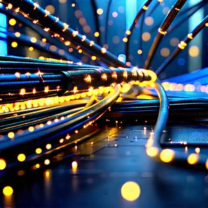Close-up Of Fiber Optic Cables With Close-up Large