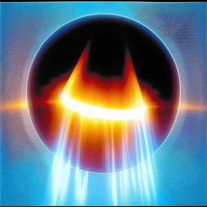 A Brightly Lit, Blue Circle With A Yellow Line Running Through It
