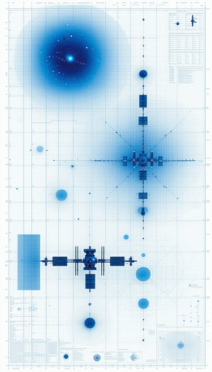 A Blue And White Drawing Of A Space Shuttle Is Shown