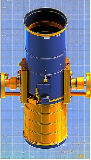 A Large Blue Cylinder With A Yellow Top