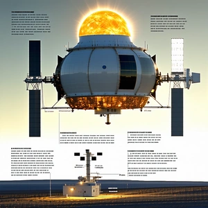 A Large White Spacecraft Is Shown In A Diagram, With A Yellow Sun In The Center