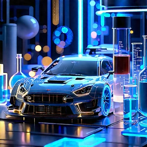 Automotive Technology In (modern:1.37) Laboratory With Blue Sports
