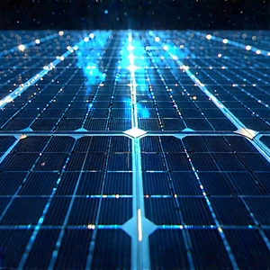 Solar Panel With Holographic Projection With Blue Solar