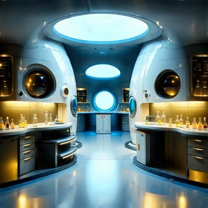 Futuristic Research Laboratory With Image, There