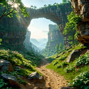Nature Unreal Engine: Natural Arch In Summer With Beautifully Drawn