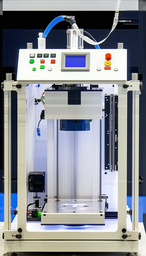 A Large, White, And Shiny Machine With A Blue Screen
