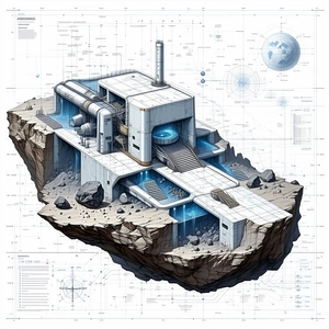 The Image Is A Detailed Drawing Of A Futuristic Building, Possibly A Space Station Or A Moon Base
