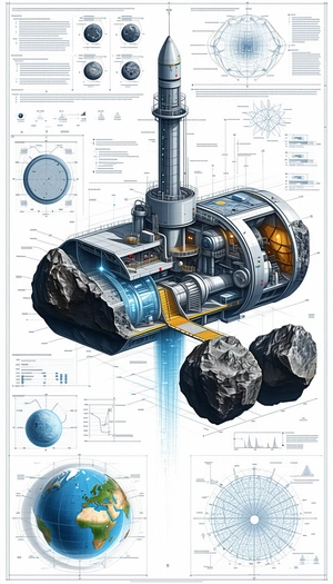 A Large, Detailed Drawing Of A Space Station Is Displayed In A Book Or On A Wall