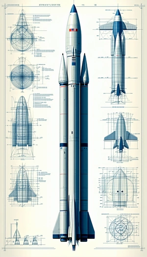 A Blueprint Of A Rocket Is Displayed In A Poster
