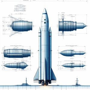 A Space Shuttle Is Shown In A Series Of Blue And White Diagrams