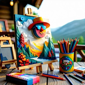 Lifestyle Low Poly: Creative individual enjoying creative hobby