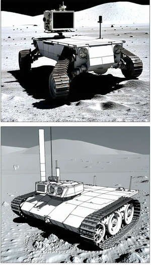 A White Robotic Tank On A Dirt Surface