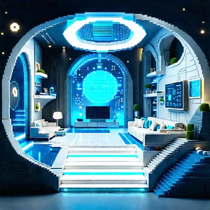 (futuristic:1.32) smart home