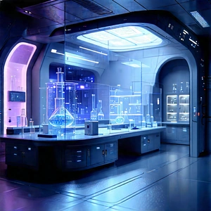 (futuristic:1.16) Research Laboratory With Image, There