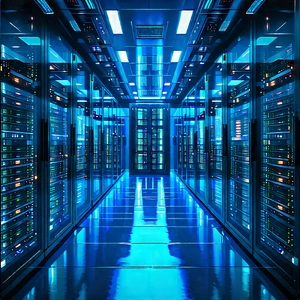 Futuristic Server Room With Blue-toned Photo