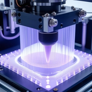 A Machine Is Shown In The Image, With A Purple Light Shining On It