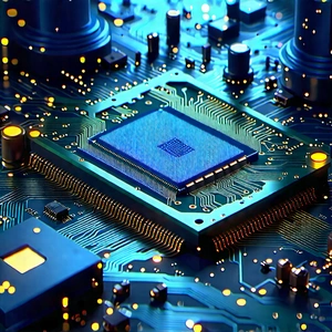 Circuit board with (digital:1.21) particles