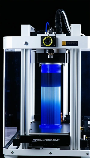 A Blue Plastic Tube Is Being Extruded Through A Machine