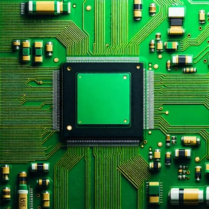 Tech Hdr Photography: Circuit board with (digital:1.19) particles
