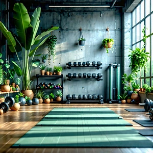 Lifestyle Digital Art: Wellness scene with fitness equipment