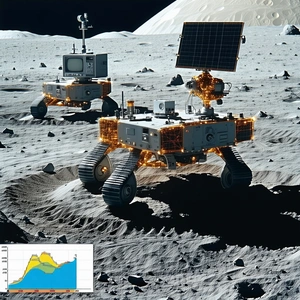 Two Robotic Vehicles On The Surface Of The Moon