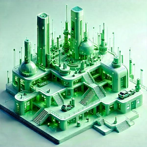 Futuristic Research Laboratory With Model Futuristic
