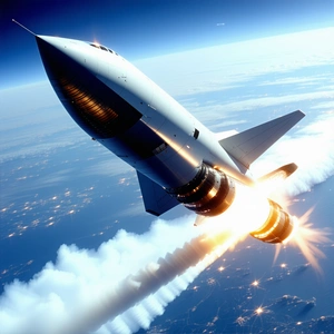 A Rocket Is Seen In The Sky, With Its Tail End Visible