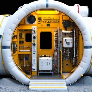 A Large White Spacecraft With A Yellow Interior