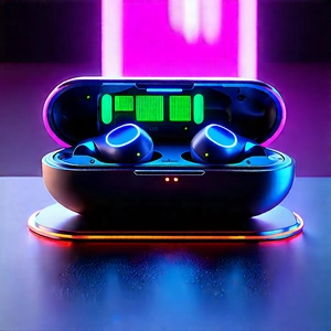 Wireless Earbuds With Glowing Screen With Pair Blue