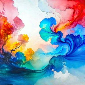 Abstract Watercolor Painting: Fluid Dynamics Captured In Abstract Form With Painting Blue