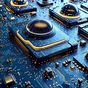 Close-up Of Sensor Array With Computer Chip