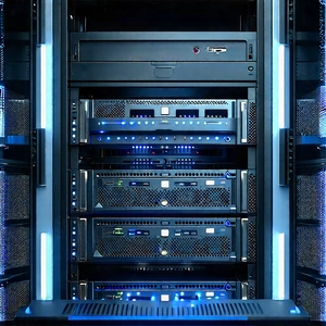 Server Rack With Digital Particles With Image, There