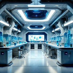Tech Hdr Photography: Futuristic Research Laboratory With Image, There