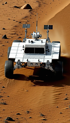 A White Vehicle Is Driving On A Dirt Road