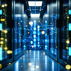 Server Rack With (digital:1.29) Particles With Image, There