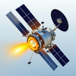 A Spacecraft With A Large Dome On Top, Flying Through The Sky