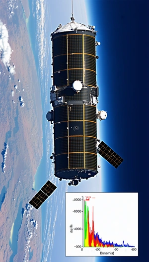 A Large Spacecraft Is Shown In The Image, With A Long, Thin Structure That Resembles A Satellite