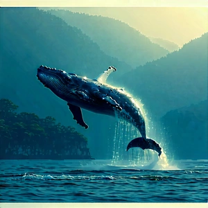 Nature Diagram Style: Whale In Natural Habitat With Large Blue
