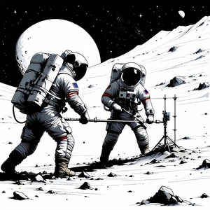 In The Image, There Are Two Astronauts Walking On The Moon