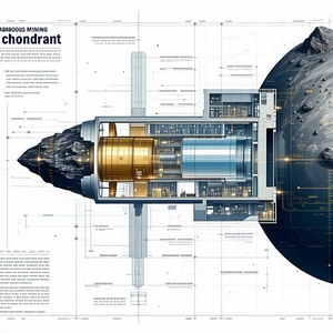 A Large Spacecraft Is Shown In A Detailed Drawing, With A Large Sphere In The Center