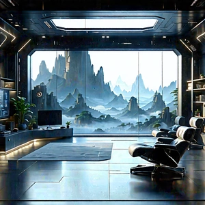 Futuristic Tech Startup Office With Futuristic Living