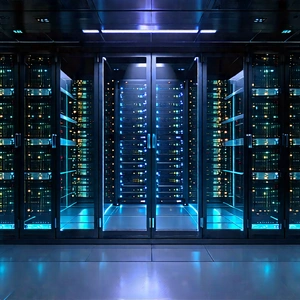 Server Rack With Holographic Projection With Large Computer