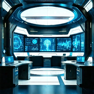 Futuristic Research Laboratory With Futuristic Setting,