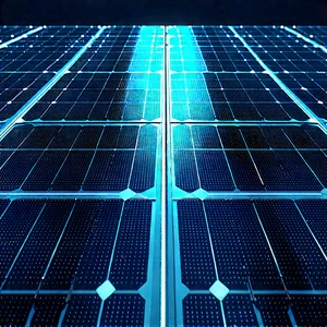 Solar panel with blue light glow