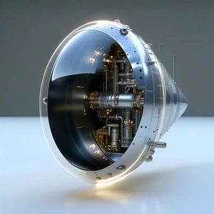 A Large, Round, And Shiny Object That Appears To Be A Spacecraft Or A Rocket