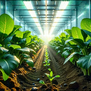 Agricultural Technology In Research Center With Large Greenhouse