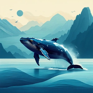 Nature Geometric Design: Whale In Natural Habitat With Large Blue